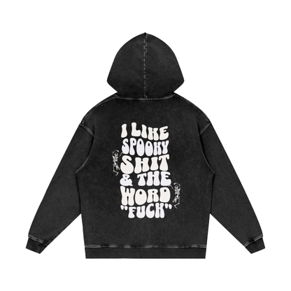 Spooky Shit & The Word Fuck Acid Wash Oversize Hoodie